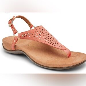 VIONIC KIRTA perforated Coral suede leather thong sandals